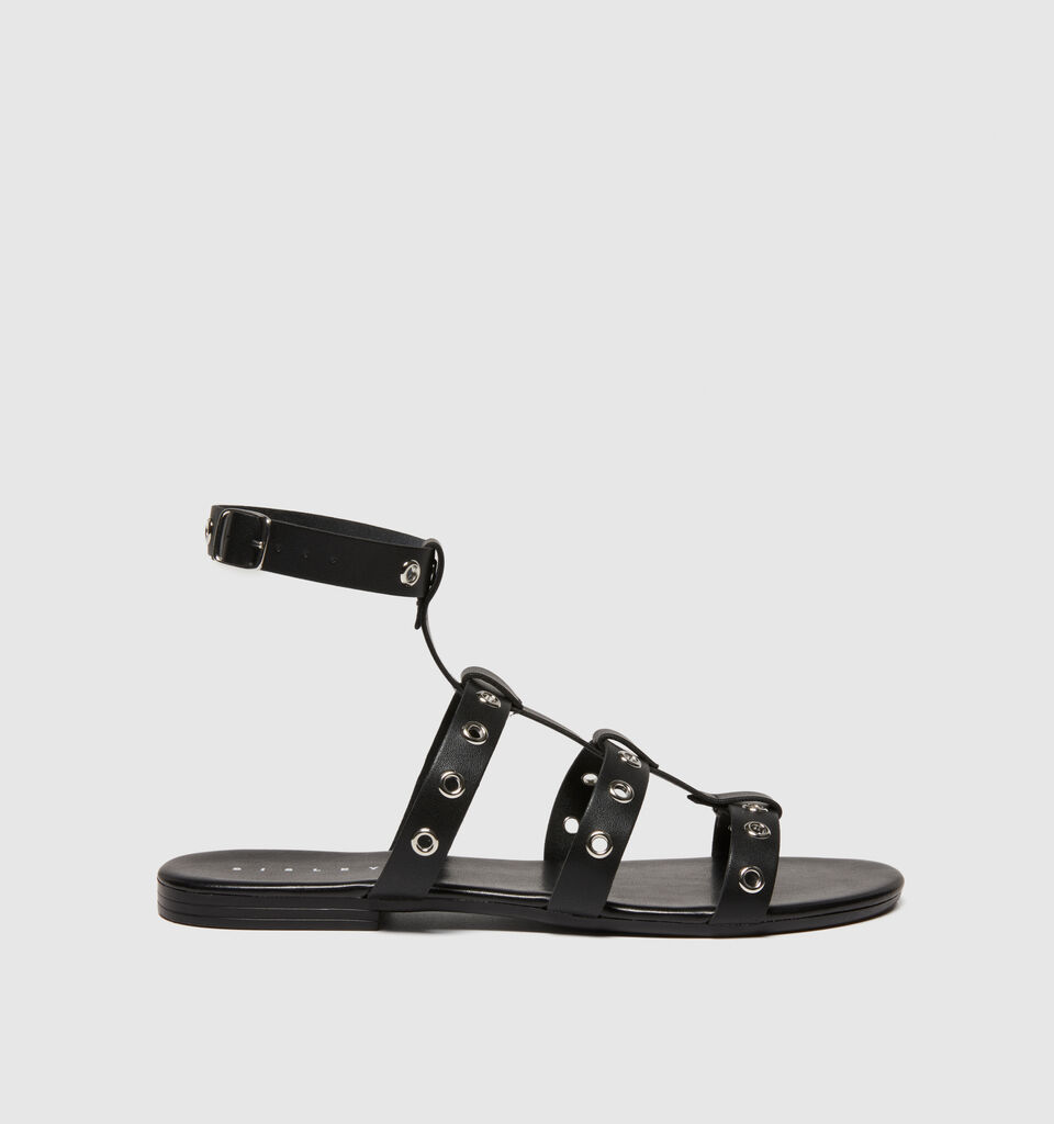 Flat sandals with strap - women's sandals and slippers - Black | Sisley image number 4